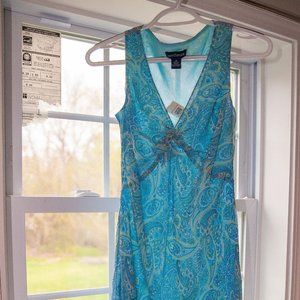 Blue Paisley A-Line Ann Taylor Silk Dress